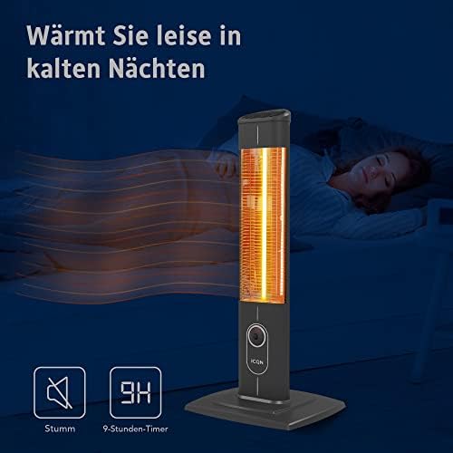 Bild 5 - ICQN Stand Heizstrahler mit Fernbedienung, 2300 Watt, Infarot, Infarotheizung für Innen- & Außenbereich, Standheizstrahler, Standgerät, IP20, Digitalanzeige