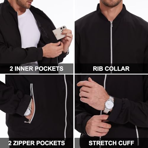 QPNGRP Men's Bright Zipper Windbreaker Softshell Lightweight Jacket4