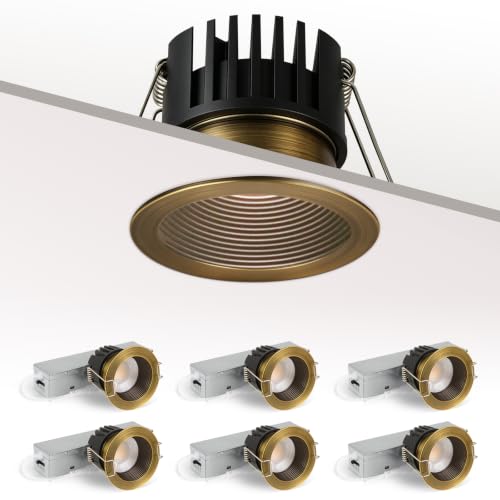 zouzai 2 Inch Anti-Glare LED Downlight, 5CCT, 8W COB 840LM, Bronze 6 Pack