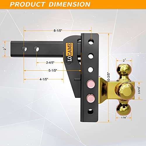 LOCAME Adjustable Trailer Hitch, TriBall (17/8", 2", 25/16"), Fits 2