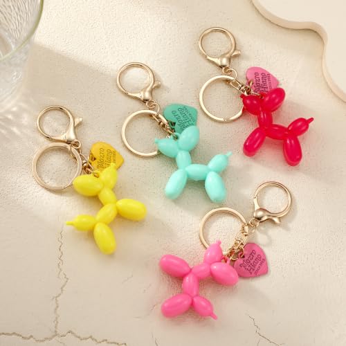 Image of Balloon Dog Keychain Bulk, 8 Pack Cute Keychains for Women | Keychain for Bags, Backpack Purse Charms, Handmade Key Chain for Keys, Carabiner Zipper Pull, DIY Craft Decoration
