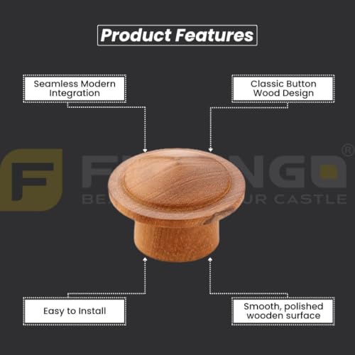 Image of Solid Teak Wood Cabinet Knobs for Kitchen Cabinets, Drawers & Dressers | Size: 2 Inch | Modern Natural Wood Finish - Pack of 2-| 3 Years Warranty |