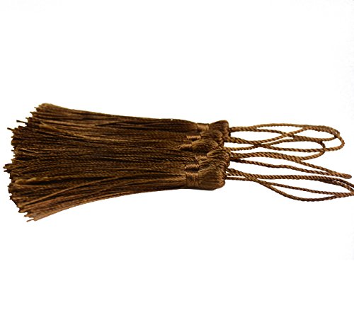 Image of 100pcs 13cm /5 Inch Silky Floss Bookmark Tassels with 2-Inch Cord Loop and Small Chinese Knot for Jewelry Making, Souvenir, Bookmarks, DIY Craft Accessory (Coffee)