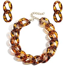BSLVWG Jewelry Set for Women Leopard Necklace Dangle Earrings for Bride Bridesmaid Acrylic Bridal Wedding Jewelry Prom Costume Beach Summer Party Accessories for Women