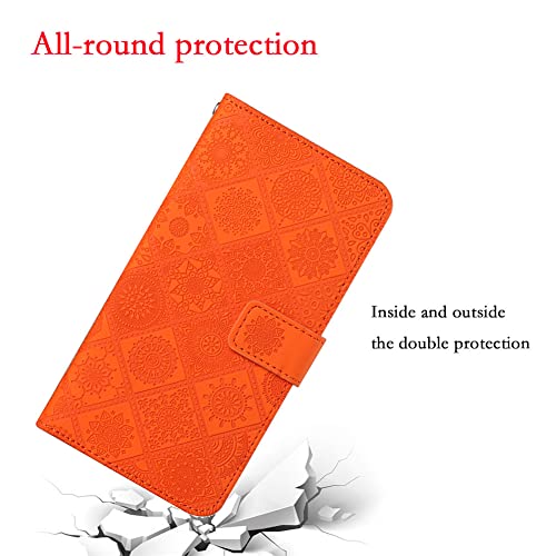 Housse en cuir iPhone 14 Plus style rétro gaufré orange XCM - 7