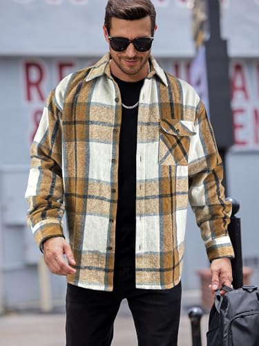 Image of JEMLDL Mens Flannel Plaid Shirts Jackets