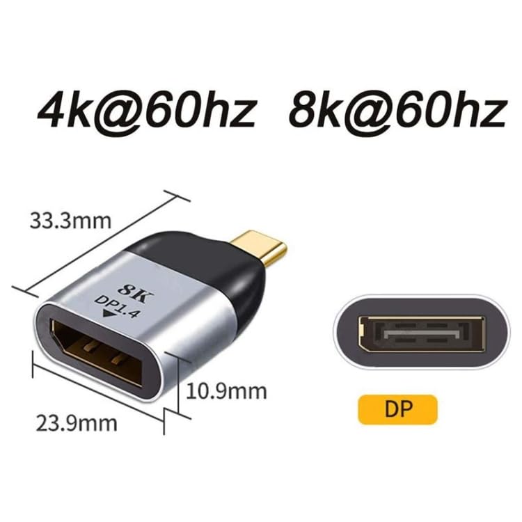 Image of WISTAR USB C to DisplayPort Adapter Connector, UHD Type C Male to DP 1.4 Female, 8K@60Hz, Compatible Mobile, Tablet, Laptop, Mac, Surface, Projector, Monitor, TV, Camera, Portable Design Convertor