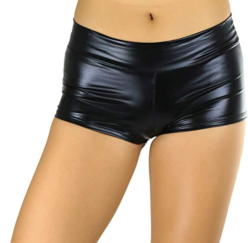 ToBeInStyle Women's Liquid Shiny Metallic Mini Booty Cheeky Shorts4