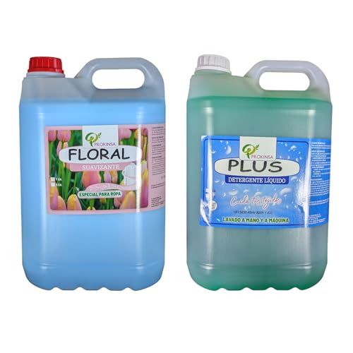 Pack Suavizante Concentrado Floral 5L + Detergente Concentrado 5L + | Limpieza Profunda | Fragancia Duradera | Protege Color de la Ropa | Suavidad y Frescor Duradero