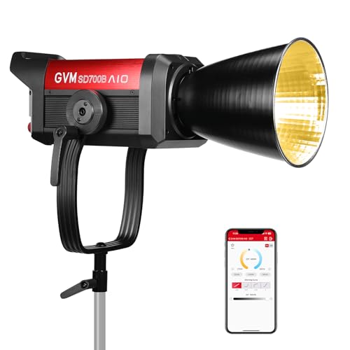 GVM LED Videoleuchte, 700W COB Studioleuchte Videolicht mit Bowen-Halterung, 29100Lux/m Fotografie Dauerlicht für Fotostudio, Film, Video, Videolampe, Fotolampe,12 Lichtszenen, CRI97+ APP-Steuerung