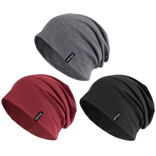 Image of FURTALK Slouchy Beanie for Men Women Breathable Cotton Summer Beanie Unisex Running Sleeping Skull Caps Chemo Headwear
