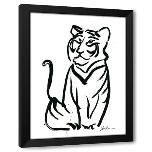 ArtDirect Inked Safari V-Tiger Custom Framed Art Print Giclee Print or Canvas Options with Various Sizes and Customization by Augustine, Jodi