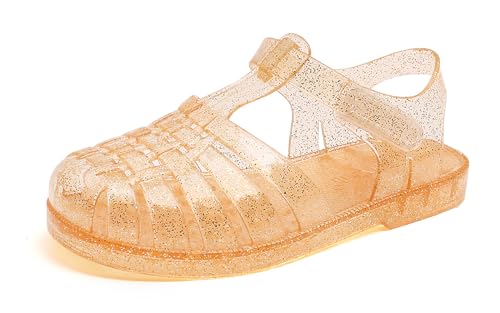 Image of GUGUYeah Jelly Sandals for Girls,Closed Toe Princess Costume Summer Dress Shoes Fisherman Gladiator Water Beach Flat Sandals for Toddler /Little Kid /Big Kid