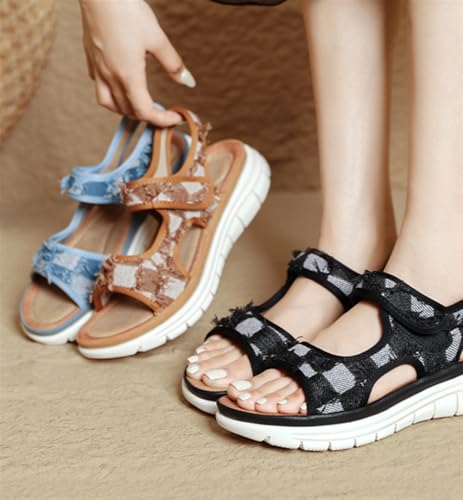 Women's Wedge-shaped Sandals, Open Toed Women's Sports Outdoor Hiking Platform Shoes Height Chunky Sole Roman Sandals4