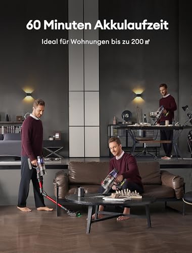Ultenic Akku Staubsauger 50KPA/550W/60Min, 1,5L Staubsauger Kabellos, Touchscreen Display, Anti-Tangle Bürste, Wandmontierte Ladestation Grün Licht, 180° Faltbarer, für Tierhaare/Teppiche/Hartböden