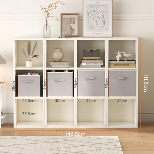 Lifewit Aufbewahrungsbox 8 Stück, Kleiderschrank Organizer, Faltbare Körbe Aufbewahrung, Ordnungsboxen mit Griffen, Storage Boxes für Kleidung, Handtücher, Bücher, 33 x 38 x 31.5 cm, Hellgrau