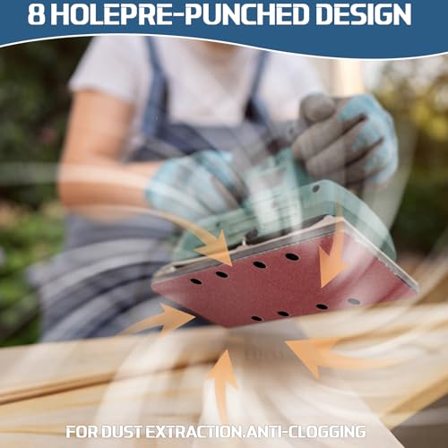 STEBRUAM 30tlg Schleifblatt 93x230 mm Körnung 120,8 Löcher Schleifstreifen für Holz Metall und Farbe Zubehör Materialien