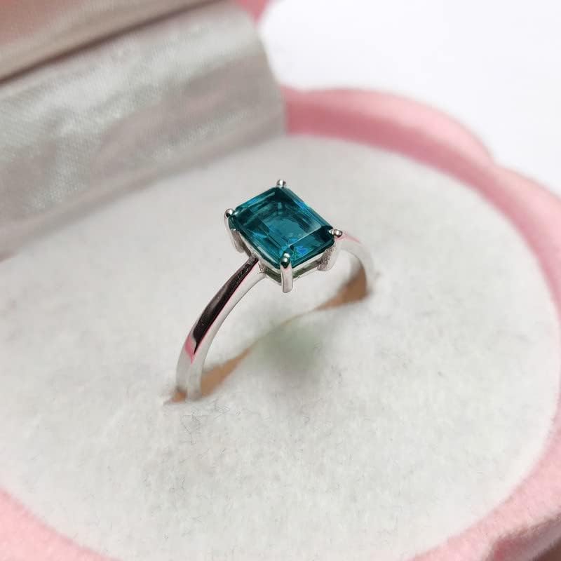 Emerald Cut London Blue Topaz Bridal Solitaire Enagement Ring for Women, 14K Gold Finish 925 Silver Ladies Blue Topaz Solitaire Ring