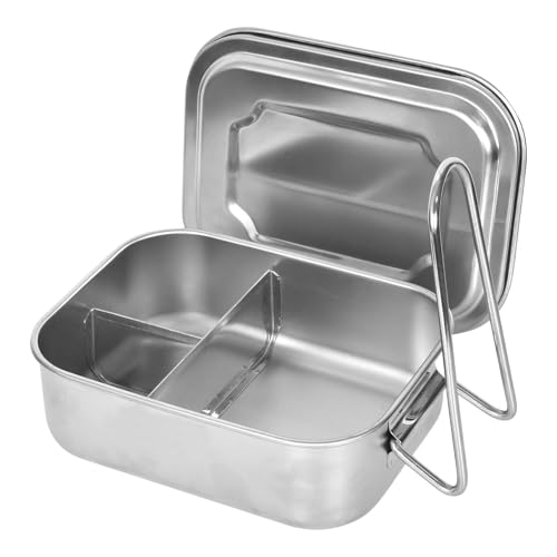 Dokeno Fiambrera de Acero Inoxidable, 1000ml Fiambrera Bento con 3 Compartimentos, Contenedor de Comida para Sándwiches Ensaladas para Adultos y Niños, Almacenamiento de Alimentos para Escuela Oficina