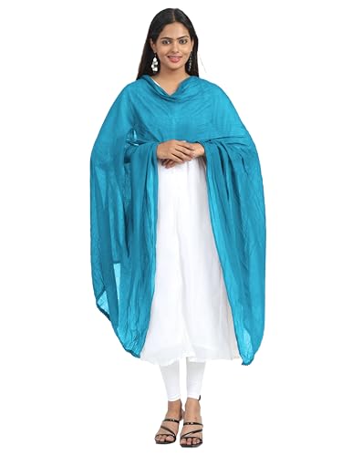 Image of Miraan Solid Pure Cotton Dupatta with Pom Pom Border, 2.25 meters length (DUPCOTTON)