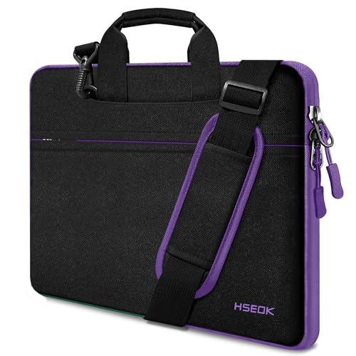 Image of Hseok Laptop Shoulder Bag 15 15.6 16 Inch Briefcase,Compatible MacBook Pro /Neo 16 inch,MacBook Air /Pro 15,XPS 15 /16 and most 15.6-16 and Most 15-16 Notebooks,Spill-Resistant Handbag,Black Purple