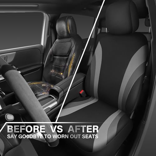 Image of CAR PASS EVA Waterproof Car Seat Covers Front Seats,Gray Two Front Seat Covers,Airbag Compatible,Automotive Seat Covers Universal Fit Sedans,Cars,Vans,SUVs,Trucks (Black and Gray)