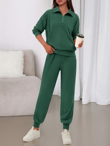BTFBM Women's 2 Piece Tracksuit Fall Outfits 2025 Long Sleeve Half Zip Sweatshirt Sweatpants Lounge Set Sweatsuits
