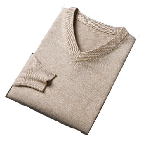 Men’s V-Neck Sweater Knit Pullover Slim Fit Solid Color Long Sleeve Casual Business Comfortable Sweater