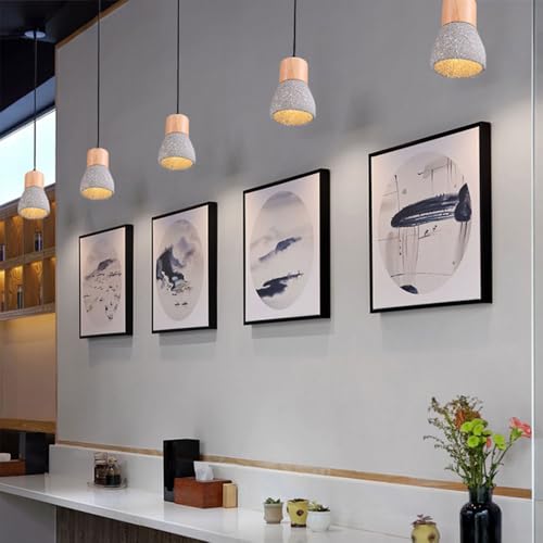 Lustre minimaliste moderne en ciment avec hauteur ajustable - 4