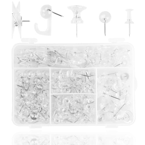 Vitalili Reißzwecken-Set, 200 Stück, Transparent