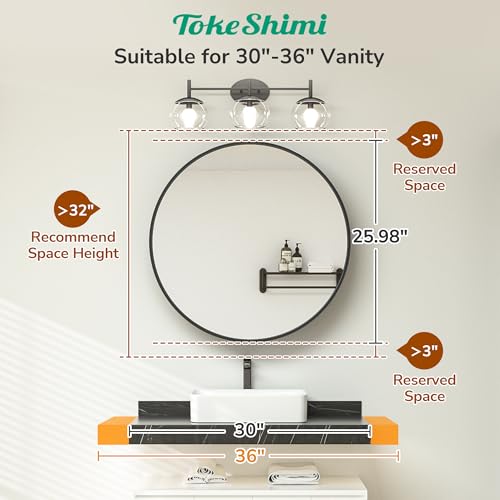 Image of TokeShimi 26x26 in Round Medicine Cabinet for Bathroom, Detachable Shelves
