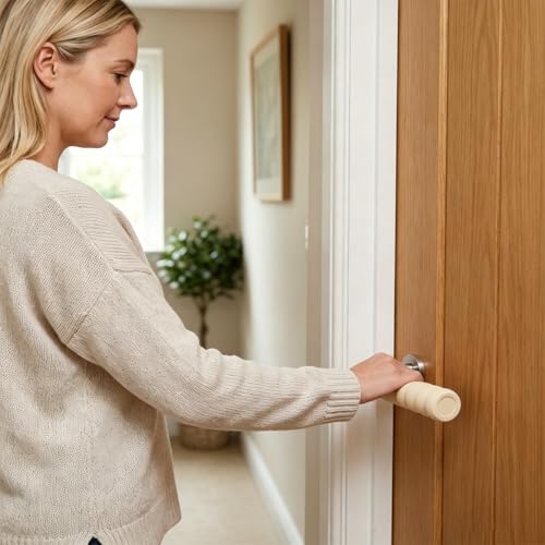 Image of 6-Piece EVA Door Handle Cover Set, Anti-Collision Wall Protector and Door Handle Stopper for Home, Soft Door Knob Guard for Kids Safety (Beige & Brown)