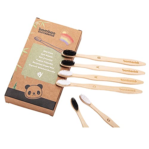 Bambonice Natural Bamboo Toothbrushes (10 Pack) For Adult Or Big Kids - Soft + Organic #TOP4