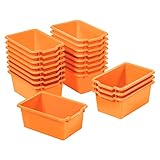ECR4Kids Scoop Front Storage Bin, Multipurpose Organization, Orange, 20-Piece