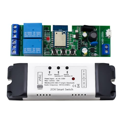 Agmoctz Tuya WIFI 2CH Interruptor de relé inteligente sin sensor AC85-250V controlador de relé de control de acceso con carcasa