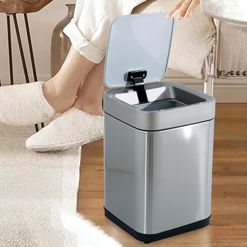 Kuber Industries 6L Stainless Steel Automatic Touchless Motion Sensor Dustbin | Quick Open, Soft Close Lid Garbage Bin for Kitchen & Bathroom | Indoor & Outdoor Trash Can