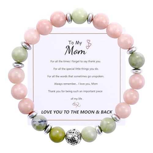 Product Image of the JUVJEW Rose Quartz Bracelet For Women Pink Gem Healing Crystal Beaded Thanksgiving Birthday Gift For Mom Stepmother Stepmom Legally Mother mother-in-law(Rose Quartz Bracelet, Gift for MOM)