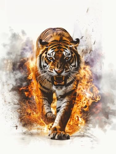 Diamond Painting Tigre Flamme pour Illuminer la Décoration de Votre Salon