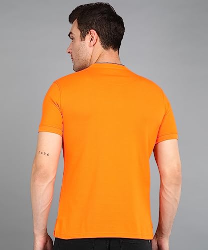 Image of Urbano Fashion Men's Solid Slim Fit Half Sleeve Cotton Polo T-Shirt with Mandarin Collar