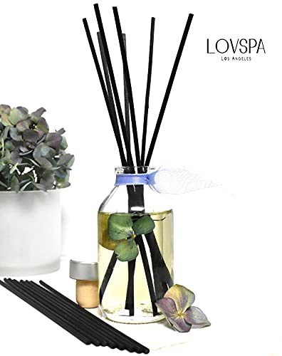 Lovspa English Garden Reed Diffuser Sticks Gift Set - Real Hydrangea Flowers In The Bottle - Jasmine, Rose, Hyacinth And Lily Of The Valley Scented Room Freshener - Made In The Usa #TOP3