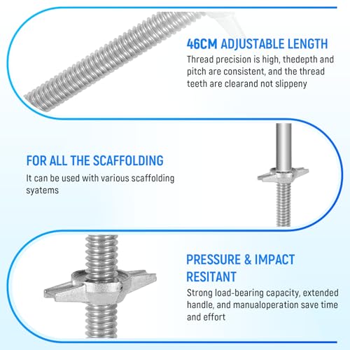 BAOSHISHAN Gerüstspindel 460 x 30 mm, 12 x 12 cm Sockel, Verstellbarer Gewindefußplatte für Gerüste