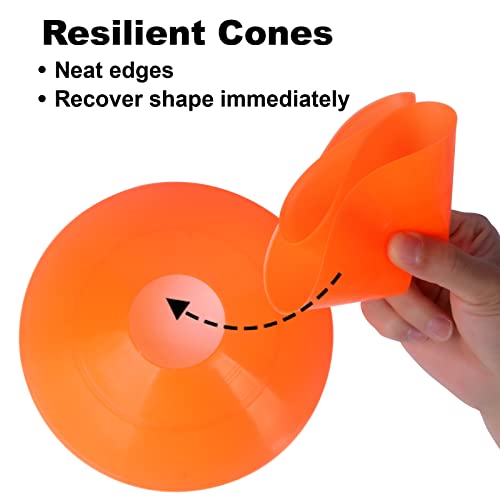 60Pcs Soccer Cones With Strap Carry Bag Agility Disc Cones Soccer Training Cones, Field Marker Sport Training Cones For Challenge Football Basketball Skating Kids Games Outdoor Indoor (Orange) #TOP7