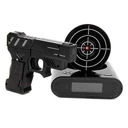 EC VISION Lock N' Load Gun Alarm Clock Target Alarm Clock Creative Clock （Black） product photo
