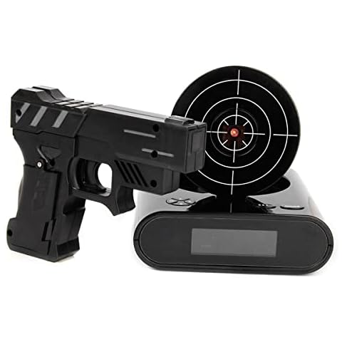 EC VISION Lock N' Load Gun Alarm Clock Target Alarm Clock Creative Clock （Black） Cover