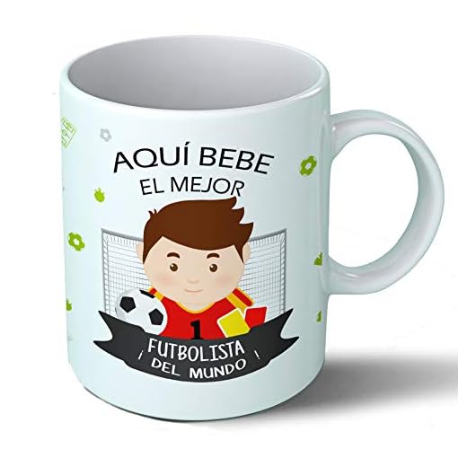 Planetacase Taza Desayuno Aquí Bebe el Mejor Futbolista del Mundo Regalo Jugador de fútbol Ceramica 330 mL