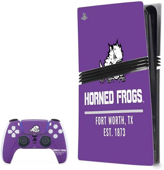 Skinit Decal Gaming Skin Compatible with PS5 Pro Bundle - Officially Licensed Texas Christian University Horned Frogs TCU Design
