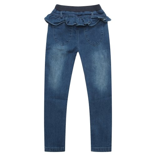 Richie House Little Girls' Denim Pants with Ruffles at Waist RH15633
