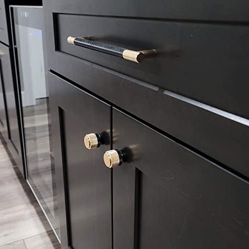 Gutuwellea 20 Pack 3 3/4 Inch 96 mm Gold and Black Cabinet Handles Cabinet Pulls Aluminum Handles Knurled Drawer Pulls Oxidation Finish with Diamond Pattern 5" Length 3.75 Inch Hole Center by Gutuwellea - Used condition - Image 2