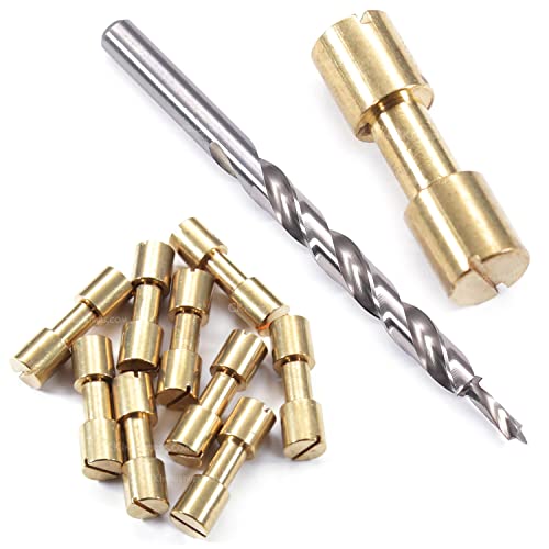 Corby Bolt Fasteners (10 Pack) with Step Drill for DIY Handles &amp; Knife Handle Repair - USA Size (0.312 x 0.213 x 1.0 Inch) - (Brass) - for Full Tang Fixed Blade Knives