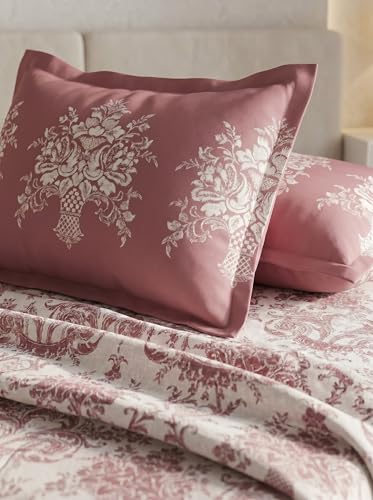 Image of DDECOR Live Beautiful 100% Cotton 145TC Ethnic King Bedsheet with 2 Pillow Covers | Rotary Printed Breathable Fabric | 224 CM X 254 CM | Luxury Bedding for Home | Cresta Collection | Wood Rose Pink